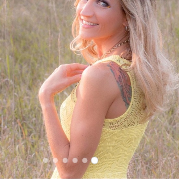 NWOT - Material Girl Yellow Open Weave Fit n Flare Razorback Dress - Picture 4 of 8